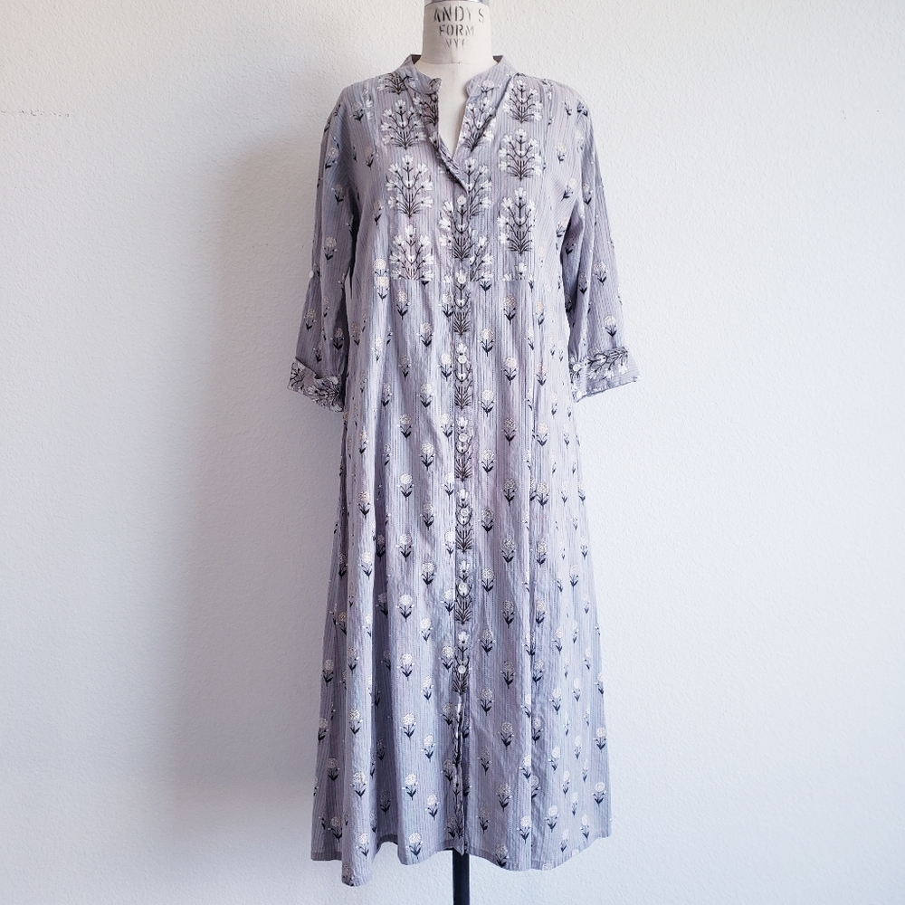 Vintage 00s Indo-Western Gray Casual Kurta Kurti Dress Tunic